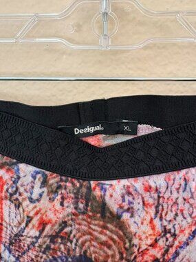 Desigual Skirted Mesh Leggings, Size XL, Floral Print